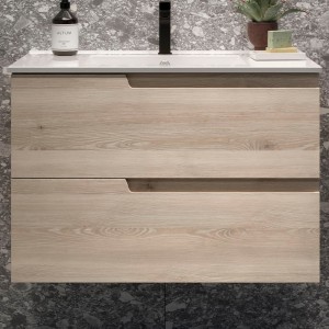 Meuble de salle de bains 2 tiroirs Vima 800 Chêne Naturel - SALGAR 113615