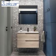 Meuble de salle de bains 2 tiroirs Vima 800 Chêne Naturel - SALGAR 113615