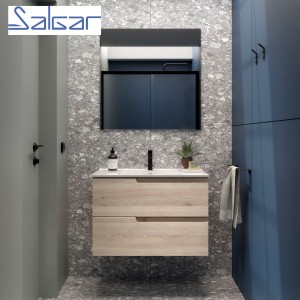 Meuble de salle de bains 2 tiroirs Vima 800 Chêne Naturel - SALGAR 113615