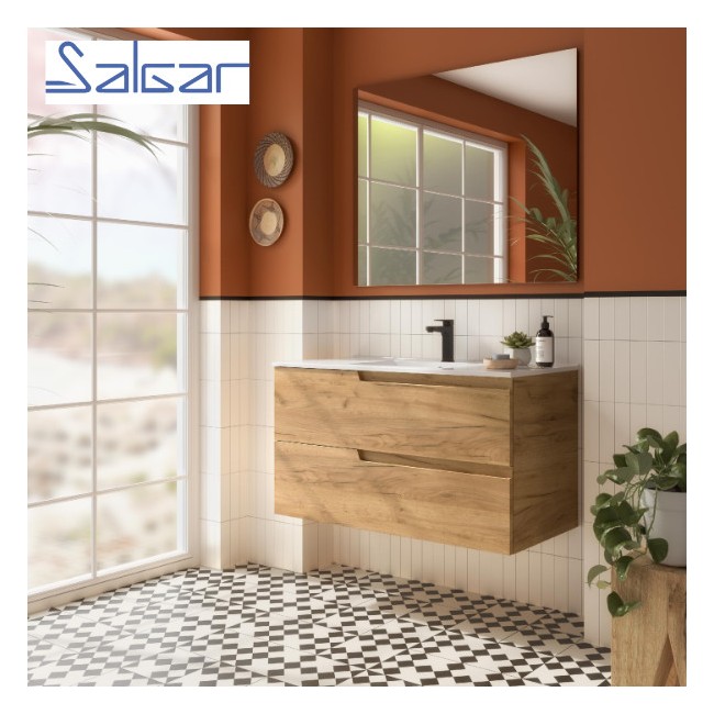 Meuble de salle de bains 2 tiroirs Vima 1000 Chêne Africain - SALGAR 111732