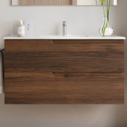 Meuble de salle de bains 2 tiroirs Vima 1000 Noyer Maya - SALGAR 113485