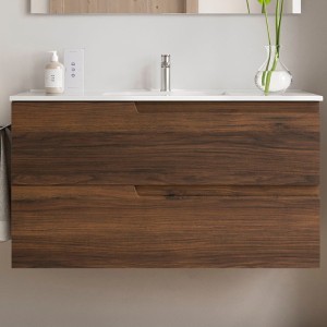 Meuble de salle de bains 2 tiroirs Vima 1000 Noyer Maya - SALGAR 113485