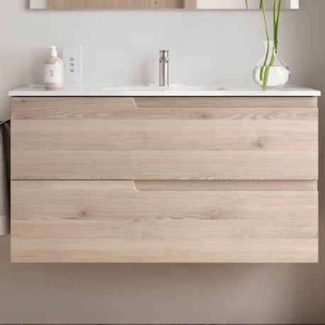 Meuble de salle de bains 2 tiroirs Vima 1000 Chêne Naturel - SALGAR 113616