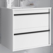 Ensemble salle de bains meuble 2 tiroirs + vasque Attila 600 White Satin - SALGAR 104739