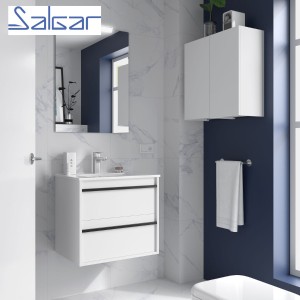 Ensemble salle de bains meuble 2 tiroirs + vasque Attila 600 White Satin - SALGAR 104739