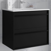 Ensemble salle de bains meuble 2 tiroirs + vasque Attila 600 Black Satin - SALGAR 104740