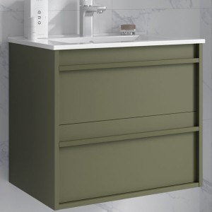 Ensemble salle de bains meuble 2 tiroirs + vasque Attila 600 Green Satin - SALGAR 104742
