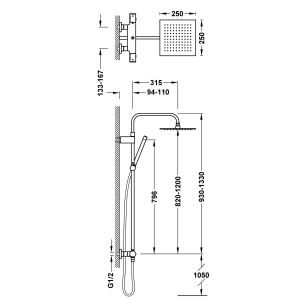 Colonne de douche thermostatique 2 voies Chrome - TRES 19038709