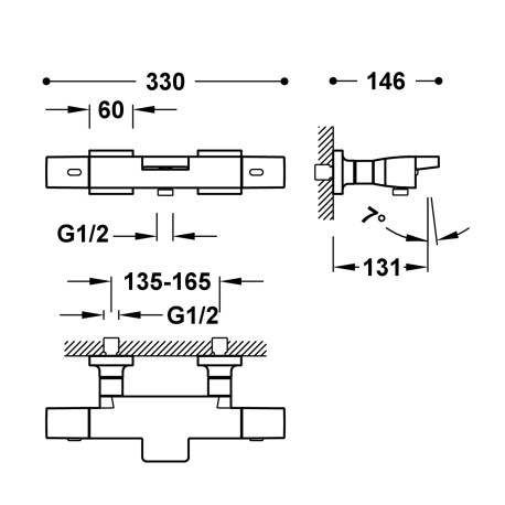Ensemble douche bain-douche thermostatique Chrome - TRES 19017469