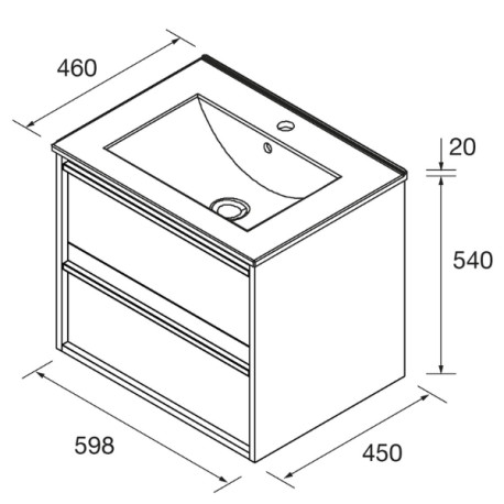 Ensemble salle de bains meuble 2 tiroirs + vasque Attila 600 Red Satin - SALGAR 104743