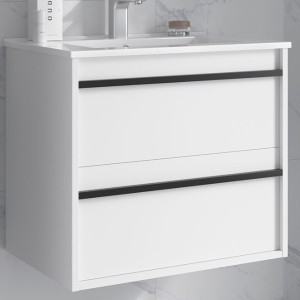 Ensemble salle de bains meuble 2 tiroirs + vasque Attila 700 White Satin - SALGAR 104747