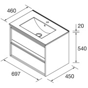 Ensemble salle de bains meuble 2 tiroirs + vasque Attila 700 White Satin - SALGAR 104747