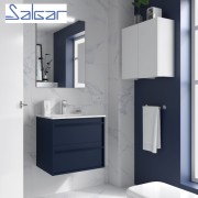 Ensemble salle de bains meuble 2 tiroirs + vasque Attila 700 Blue Satin - SALGAR 104749
