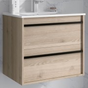Ensemble salle de bains meuble 2 tiroirs + vasque Attila 700 Chêne Naturel - SALGAR 104752
