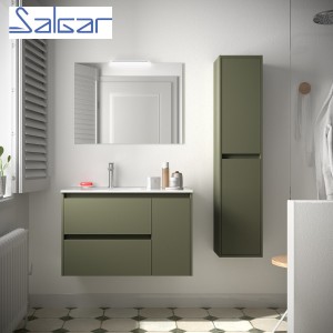 Ensemble complet salle de bains 2 Tiroirs 1 porte droite Noja 850 Green Satin - SALGAR 105403