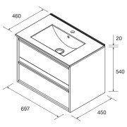 Ensemble de salle de bains 2 Tiroirs Noja 700 Green Satin - SALGAR 106119