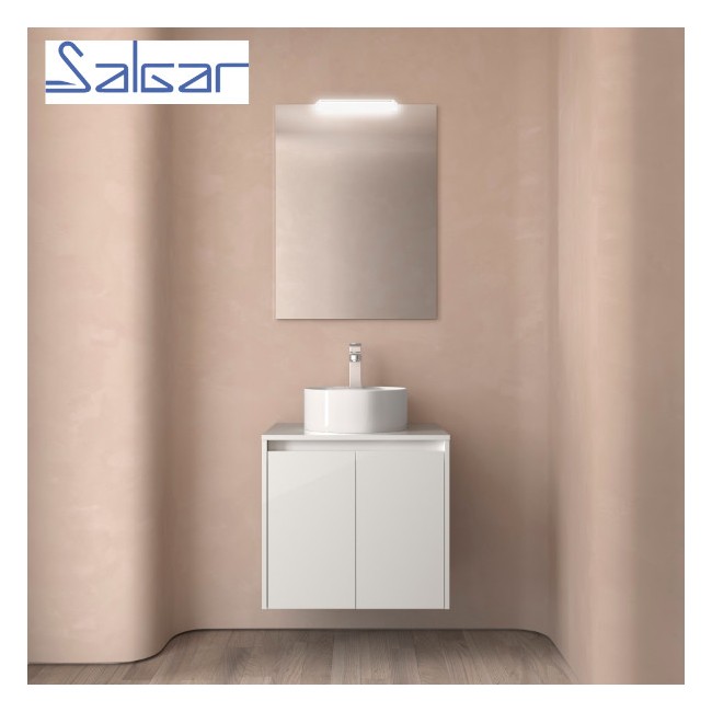 Meuble de salle de bains 2 portes NOJA 600 white gloss - SALGAR 104253
