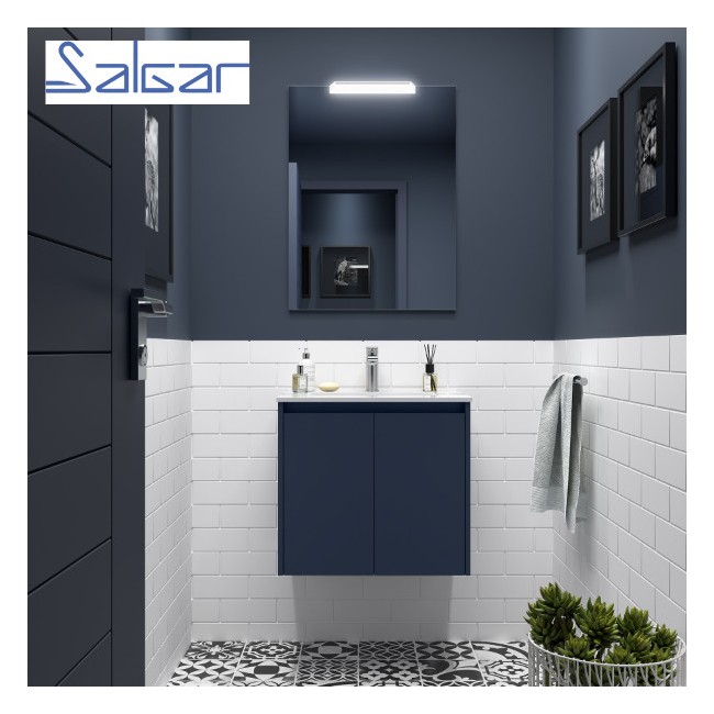 Meuble de salle de bains 2 portes NOJA 600 Blue satin - SALGAR 104266