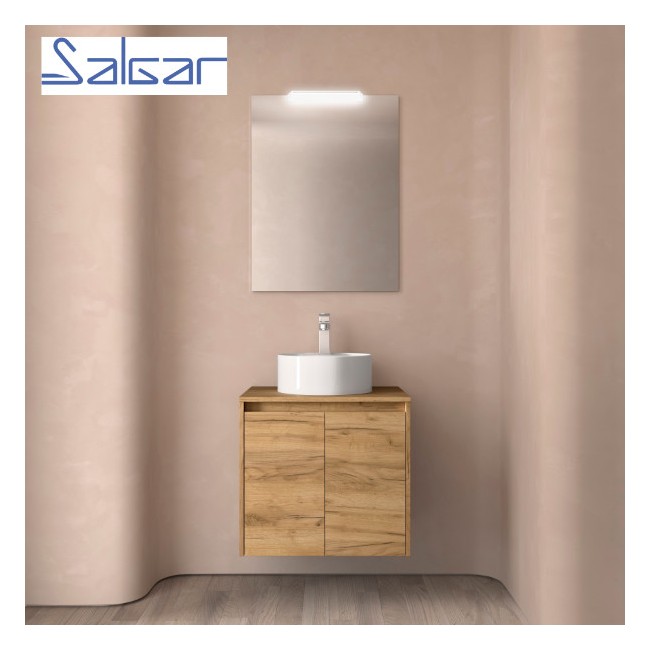 Meuble de salle de bains 2 portes NOJA 600 Chêne africain - SALGAR 104270