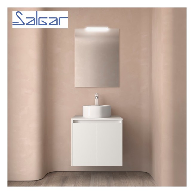 Meuble de salle de bains 2 portes NOJA 600 White satin - SALGAR 104254