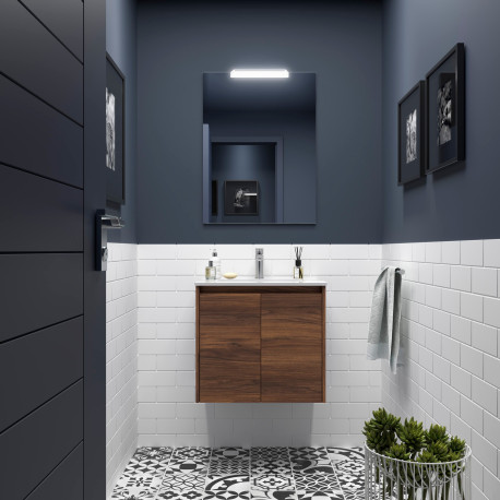 Meuble salle de bains 60cm 2 portes Noyer Maya NOJA - SALGAR 105067