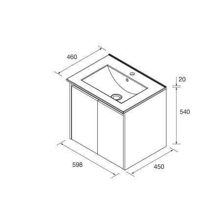 Meuble salle de bains 60cm 2 portes Chêne Naturel NOJA - SALGAR 105065