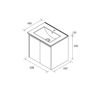 Meuble salle de bains 60cm 2 portes Chêne Naturel NOJA - SALGAR 105065
