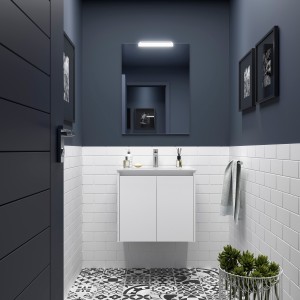 Meuble salle de bains 60cm 2 portes White Satin NOJA - SALGAR 105060