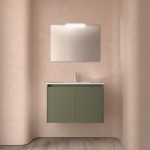 Meuble salle de bains et miroir 80cm 2 portes Green Satin NOJA - SALGAR 105295