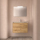 Meuble salle de bains et miroir 80cm 2 portes Chêne Africain NOJA - SALGAR 105298