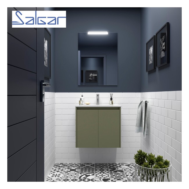 Meuble de salle de bains 2 portes NOJA 700 Green satin - SALGAR 104276