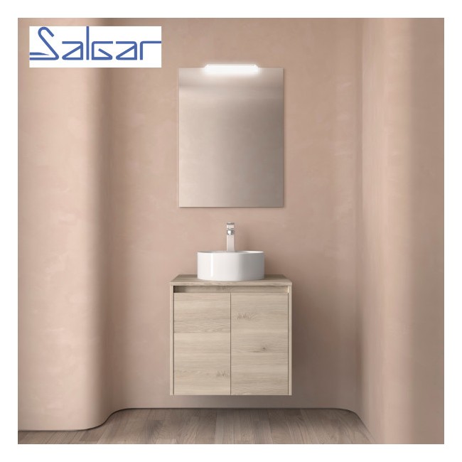 Meuble de salle de bains 2 portes NOJA 700 Chêne africain - SALGAR 104279