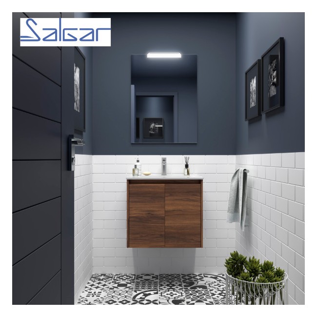 Meuble de salle de bains 2 portes NOJA 700 Noyer maya - SALGAR 104280