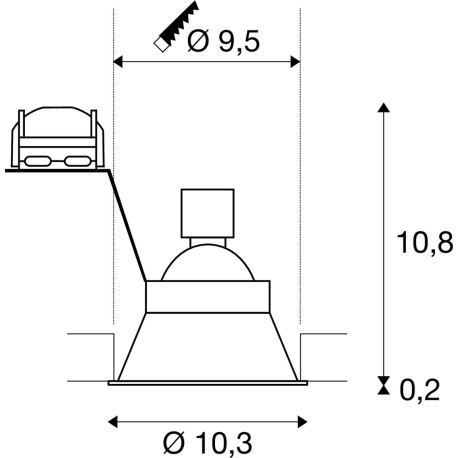 Encastré plafond intérieur 230V HORN-O noir mat GU10/QPAR5150W max IP21 - SLV 113160