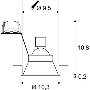 Encastré plafond intérieur 230V HORN-O noir mat GU10/QPAR5150W max IP21 - SLV 113160
