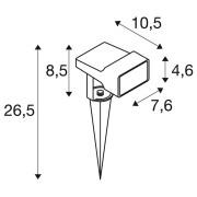 Spot piquet extérieur carré noir 3000K LED Synawide ip65 - SLV 1008479