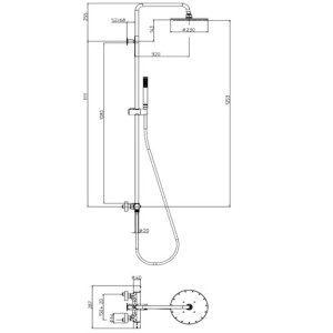 Ensemble mitigeur colonne de douche 230mm noir BLACK & WHITE - BOSSINI L10093073