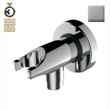 Support douchette en laiton avec prise d'eau nickel brossé Apice - Bossini CE3000094