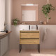 Meuble salle de bains + Vasque 80cm 2 tiroirs Chêne Africain Attila - SALGAR 104761