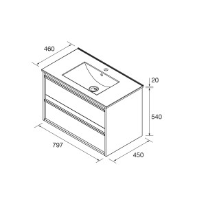 Ensemble meuble de salle de bains  800mm et vasque chêne africain Attila - SALGAR 104761