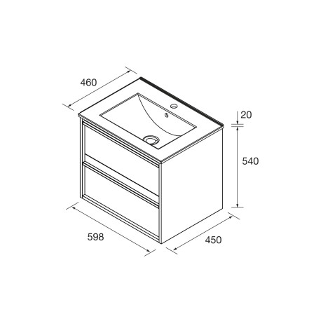 Ensemble salle de bains meuble 2 tiroirs + vasque Attila 600 Blue satin - SALGAR 104741