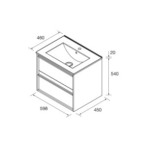 Ensemble salle de bains meuble 2 tiroirs + vasque Attila 600 Chêne africain - SALGAR 104745