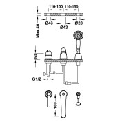 Mitigeur bain pour rebord de baignoire Laiton Vieilli Mat - TRES 24214501LM