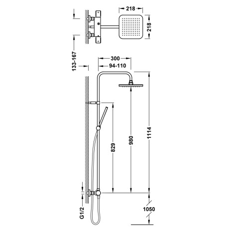 Colonne de douche thermostatique 2 voies Chrome - TRES 19039318
