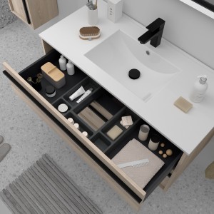 Meuble salle de bains + Vasque 100cm 2 tiroirs Chêne Naturel ATTILA - SALGAR 104828