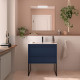 Meuble salle de bains + Vasque 80cm 2 tiroirs Blue Satin ATTILA - SALGAR 104906