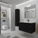 Meuble salle de bains + Vasque 100cm 2 tiroirs Black Satin ATTILA - SALGAR 104915