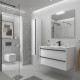 Meuble salle de bains + Vasque 100cm 2 tiroirs White Satin ATTILA - SALGAR 104914