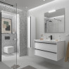 Meuble salle de bains + Vasque 100cm 2 tiroirs White Satin ATTILA - SALGAR 104914