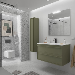 Meuble salle de bains + Vasque 100cm 2 tiroirs Green Satin ATTILA - SALGAR 104917
